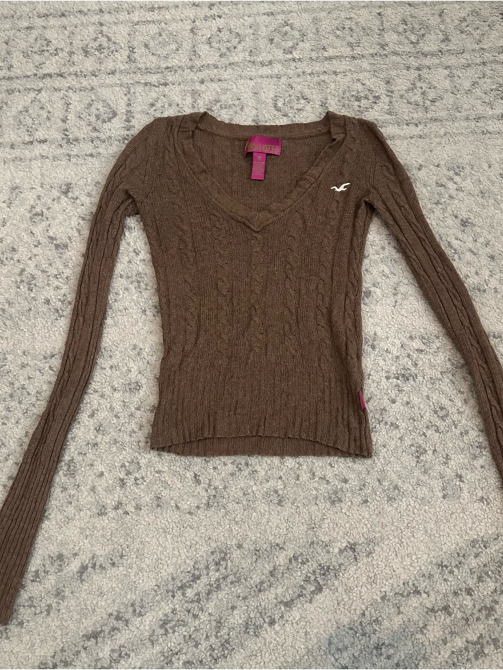 Vintage Y2K Hollister Sweater Babydoll Cable Knit Bella Swan M